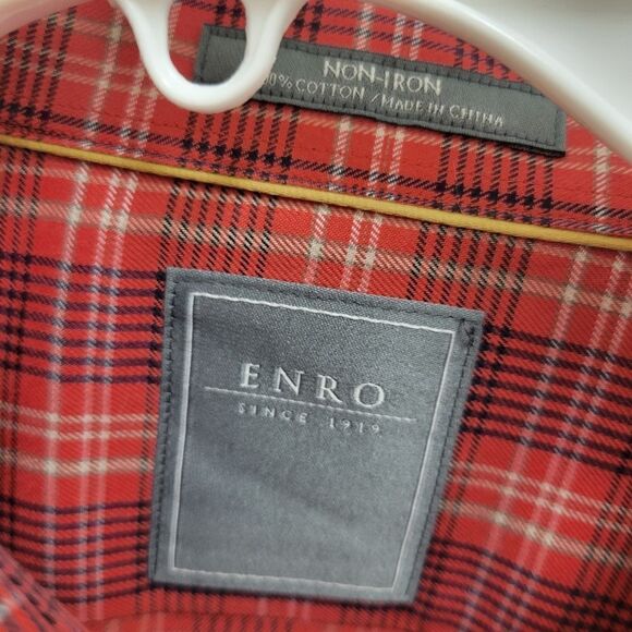 ENRO Long Sleeve NO-IRON Button Down SPORT SHIRT RUST XL 100 cotton NWT - Picture 4 of 5